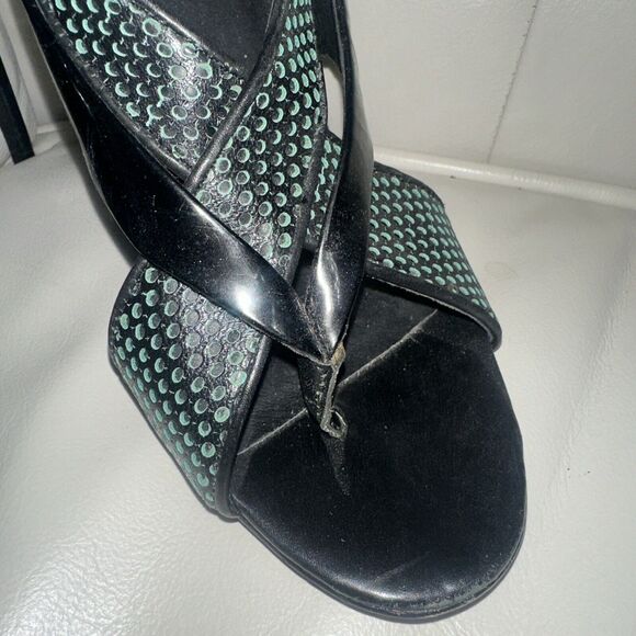 NEW L.A.M.B. Beverlee Stiletto Heel Peep Toe Strappy Turquoise Sz 10 NEW - Picture 4 of 8